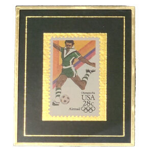 Limited Edition Hanford Heirlooms '84 Olympics Framed Soccer Stamp 93 of 10,000